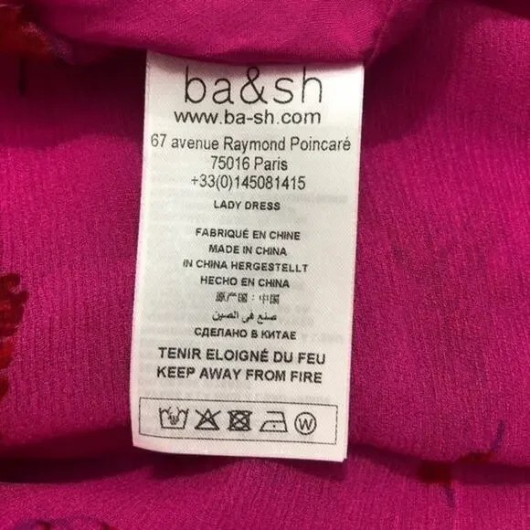 Ba&sh Masha Chiffon Printed Maxi Dress Pink Large - Picture 15 of 16